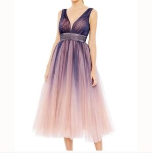 Mac Duggal Purple and Pink Blush Ombre Prom, Midi Gown Dress 20403 Size 4